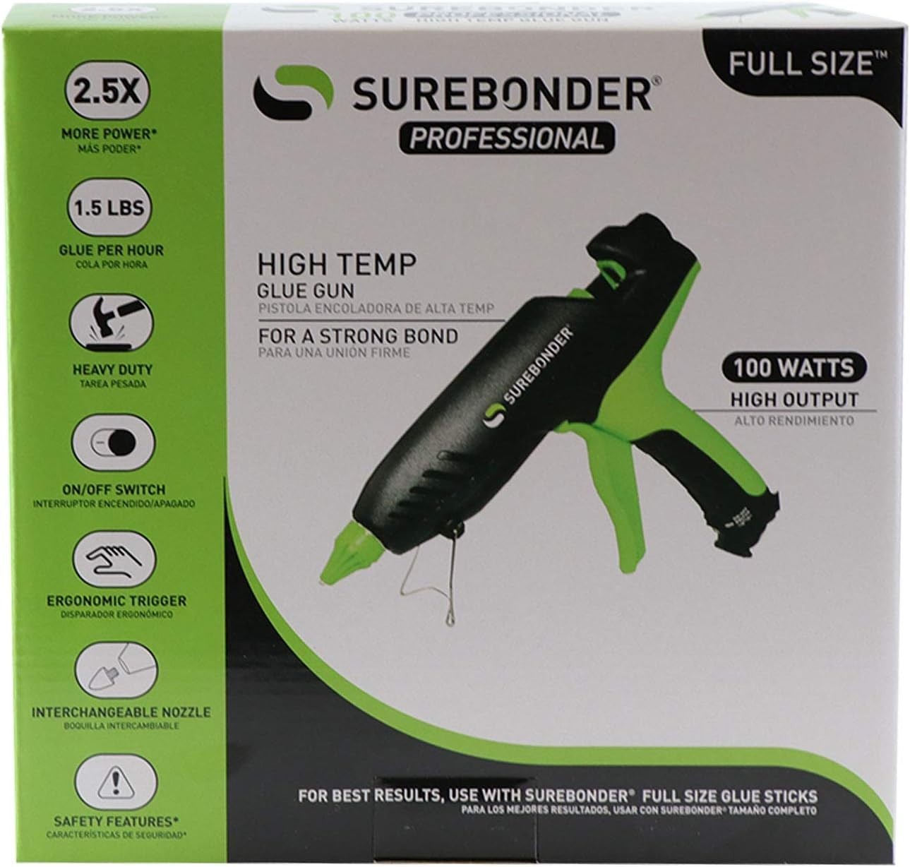 Heavy Duty Hot Glue Gun Professional High Temp 100W for Crafts DIY Repairs