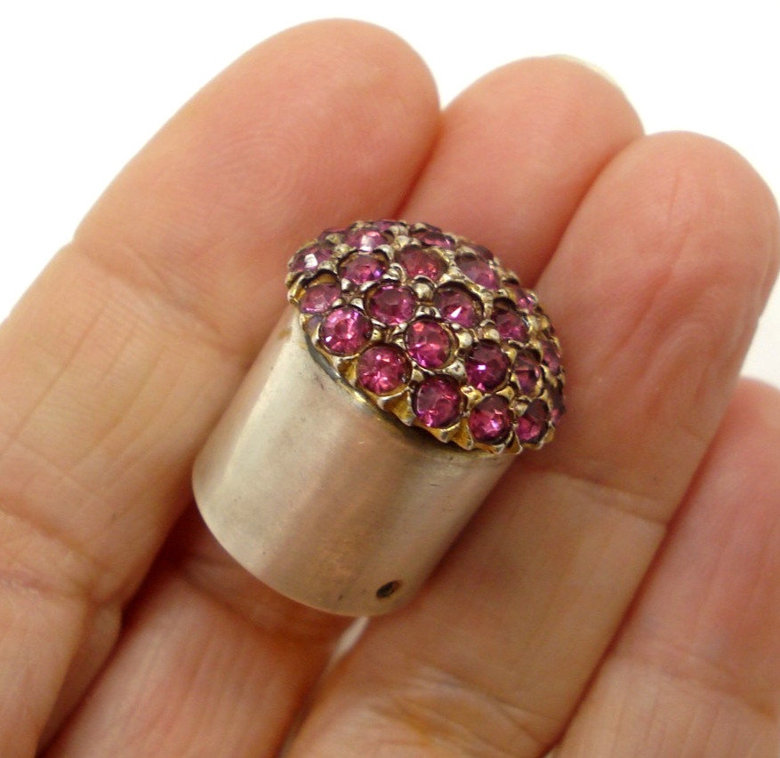 Vintage Georg Jensen USA Sterling Silver Pink Faux Stone Atomette Cap Cover 7.6g