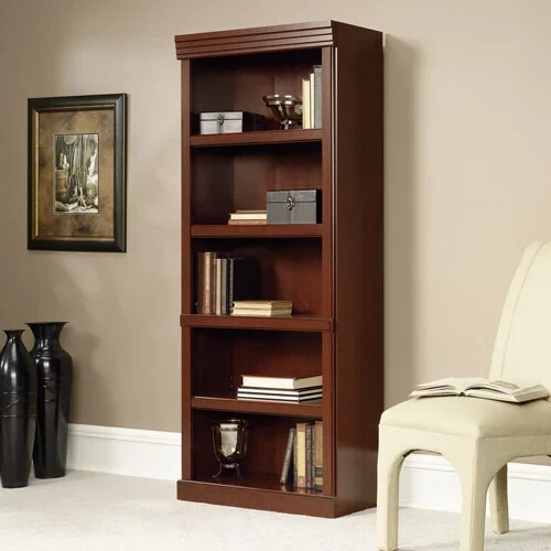 Bookcase 5 Shelf Cherry Adjustable Shelving Furniture Storage Book Bookshelf NEW