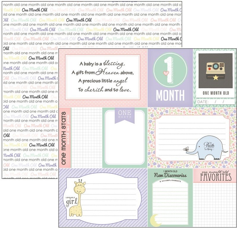 Baby's First Year, Girl, 13 sheets, scrapbook paper - Scrapbook Customs 36984