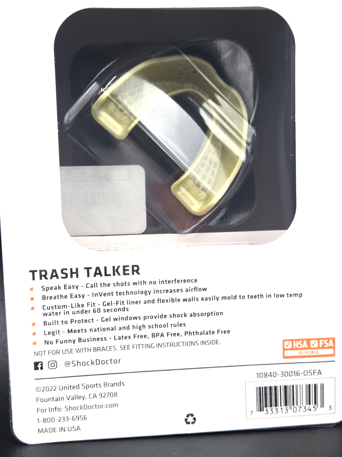 Shock Doctor Trash Talker GOLD Mouthguard Adult 11+ Slim Fit Moldable