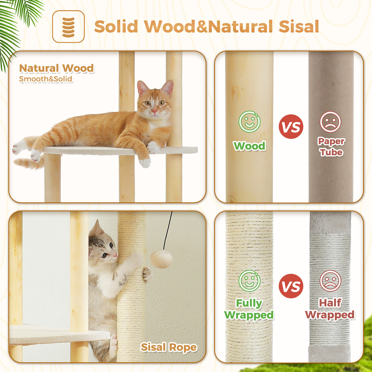 PAWZ Road Cat Tree Tower Scratching Post Wood Condo House with 2 Large Top Perch