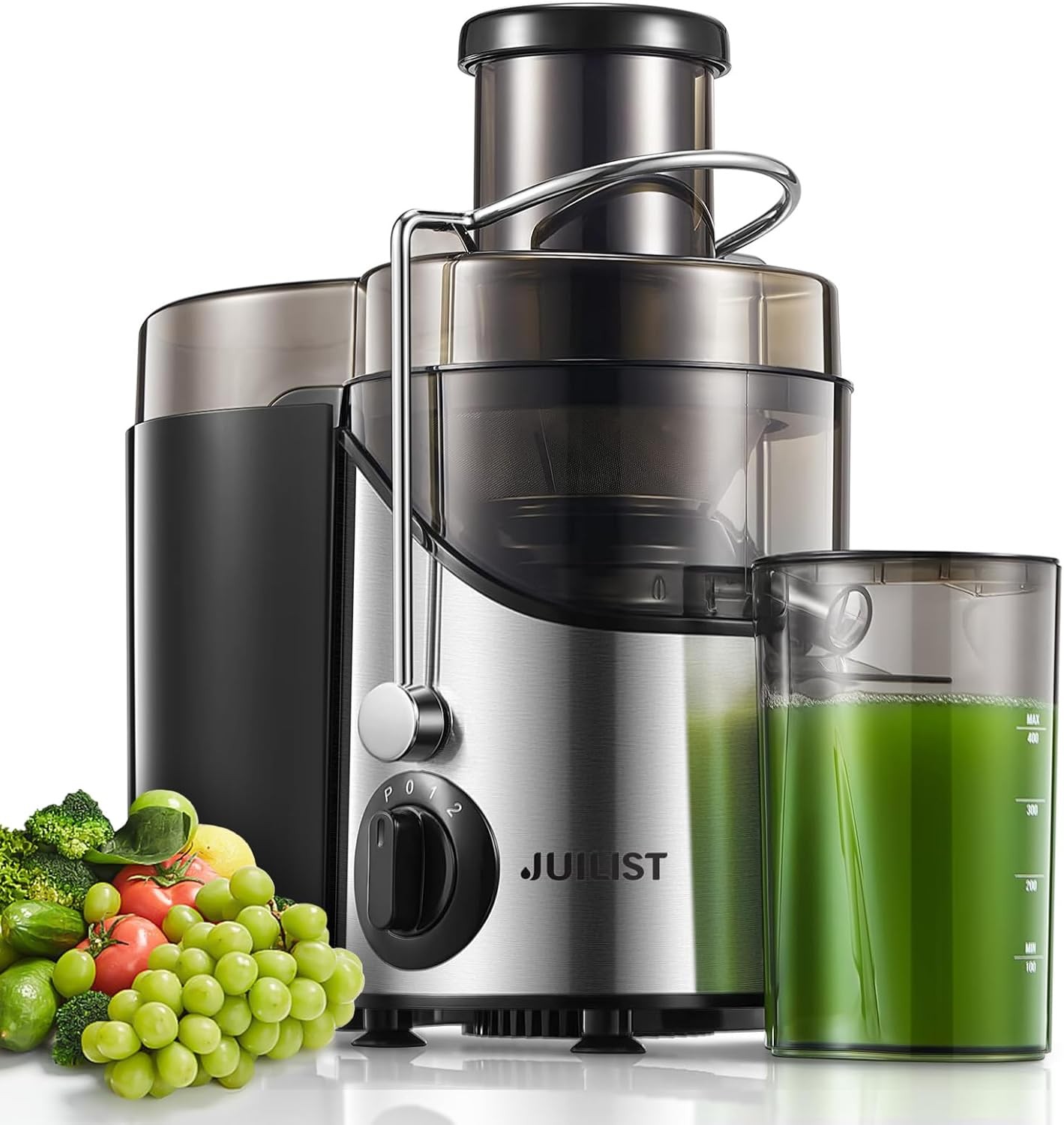 Juilist 800W Juicer 3" Wide Mouth 3-Speed Veg & Fruit Easy Clean