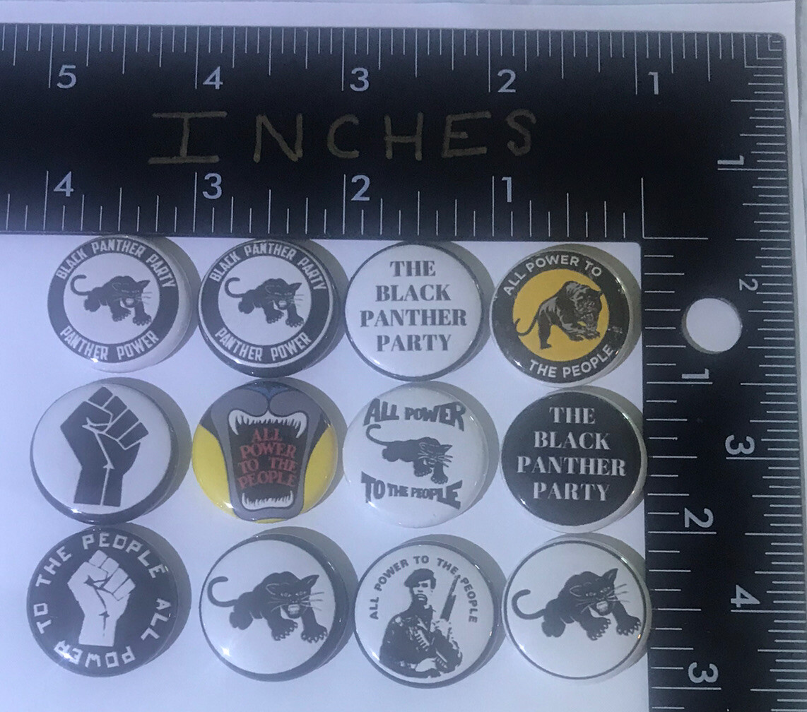 Black Panther 12 Pins One Inch Pin Lot Power To All Party Lives Matter All Fist