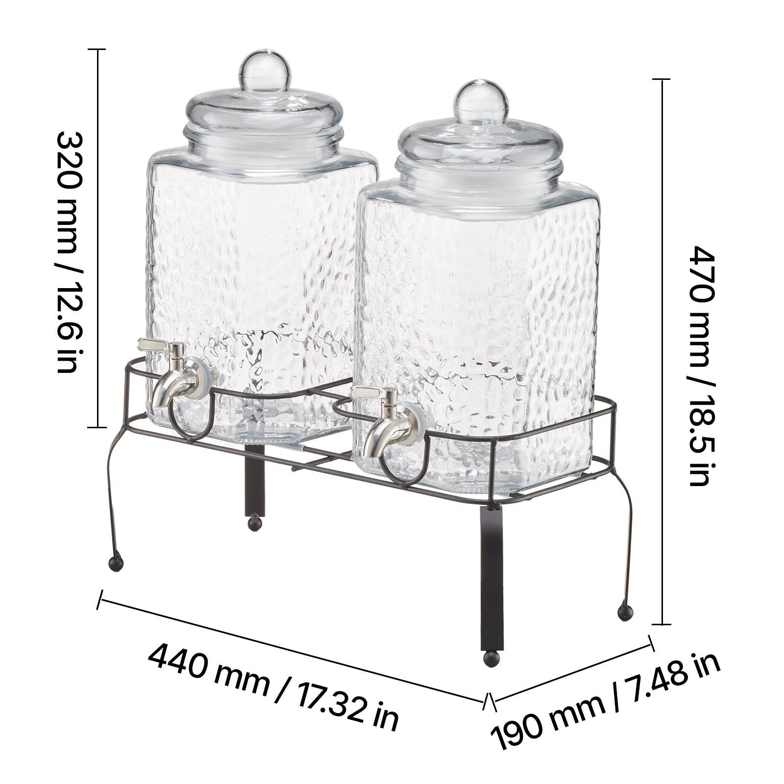 Drink Dispenser 1.5 Gal Beverage Dispenser for Parties Glass with Stand 2PCS