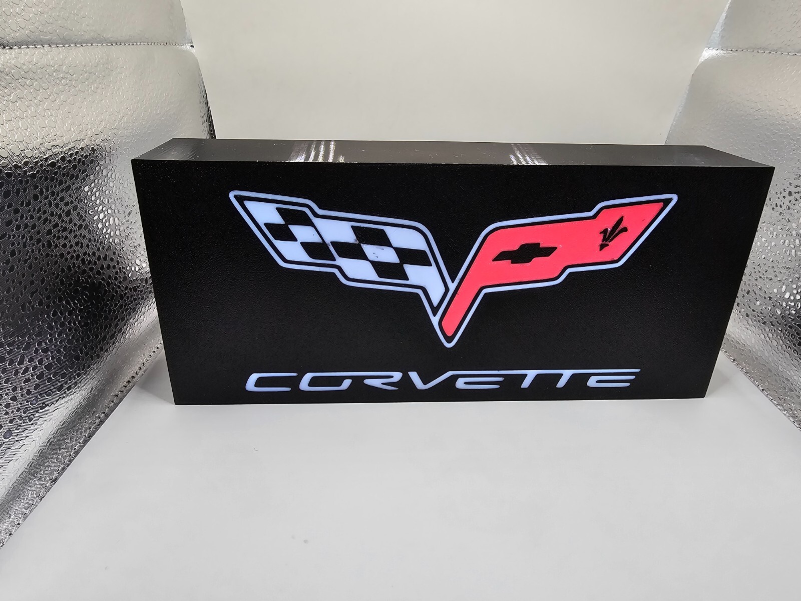 Chevy Corvette Decor Man Cave Desk LED Lightbox USB Powered lighted sign shop
