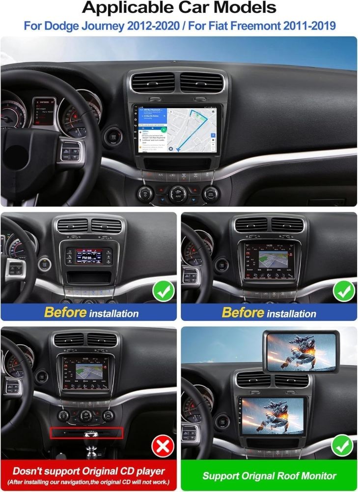 For 2012-2020 Dodge Journey Apple Carplay Car Stereo Radio GPS Android 15 2+64GB