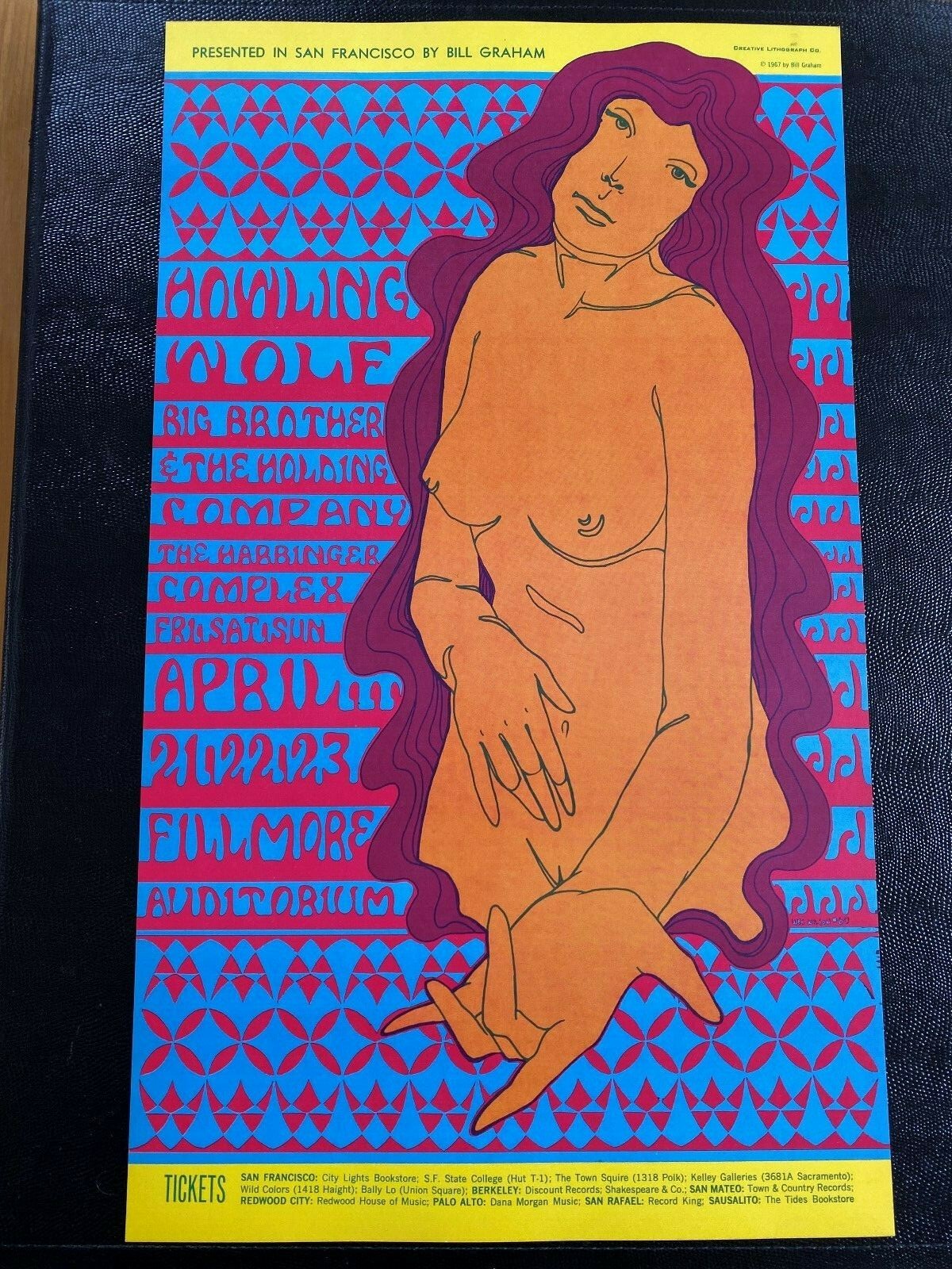 Original Janis Joplin Concert Poster From 1967 San Francisco Vintage