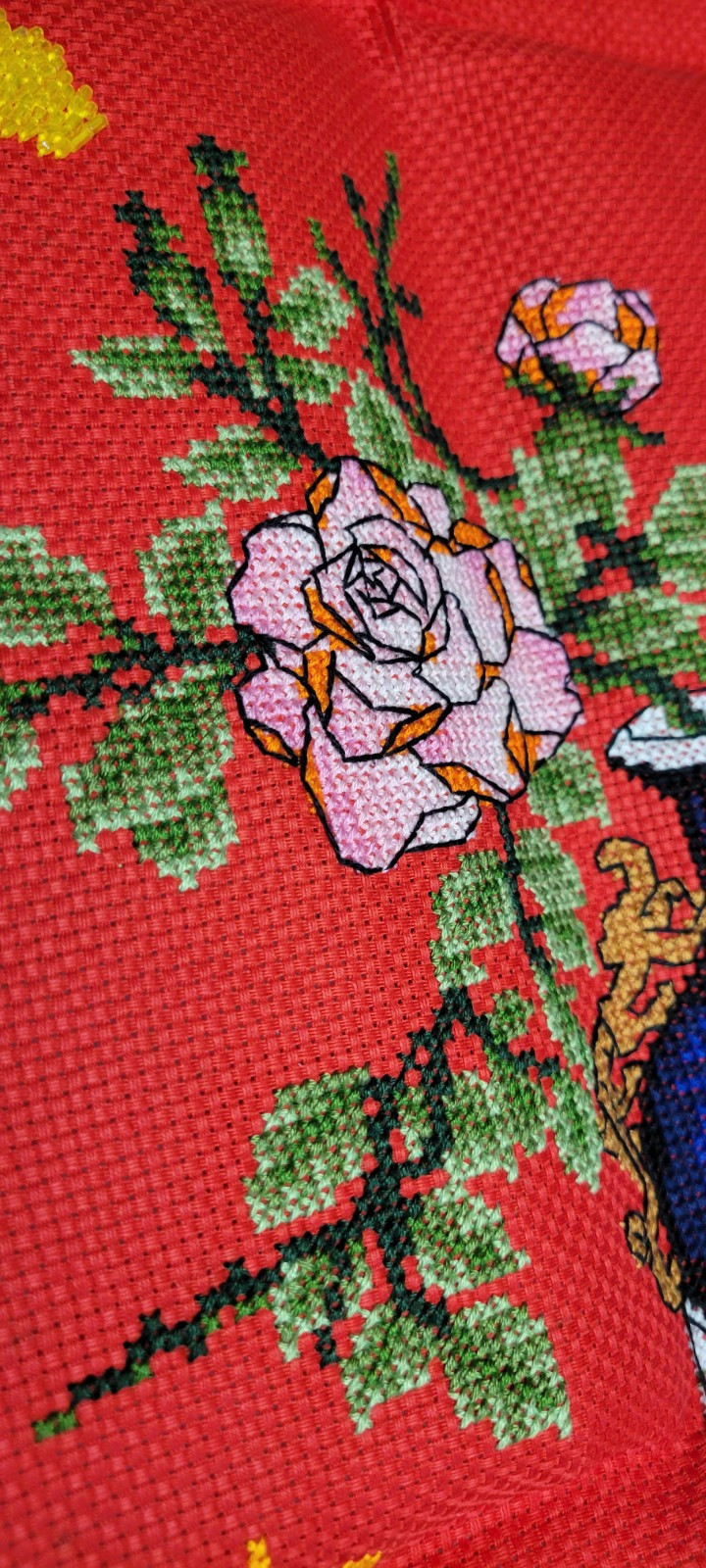 Chinese Japanese 2 Complete Cross Stitch Tapestry Floral Vase Fortune Happiness