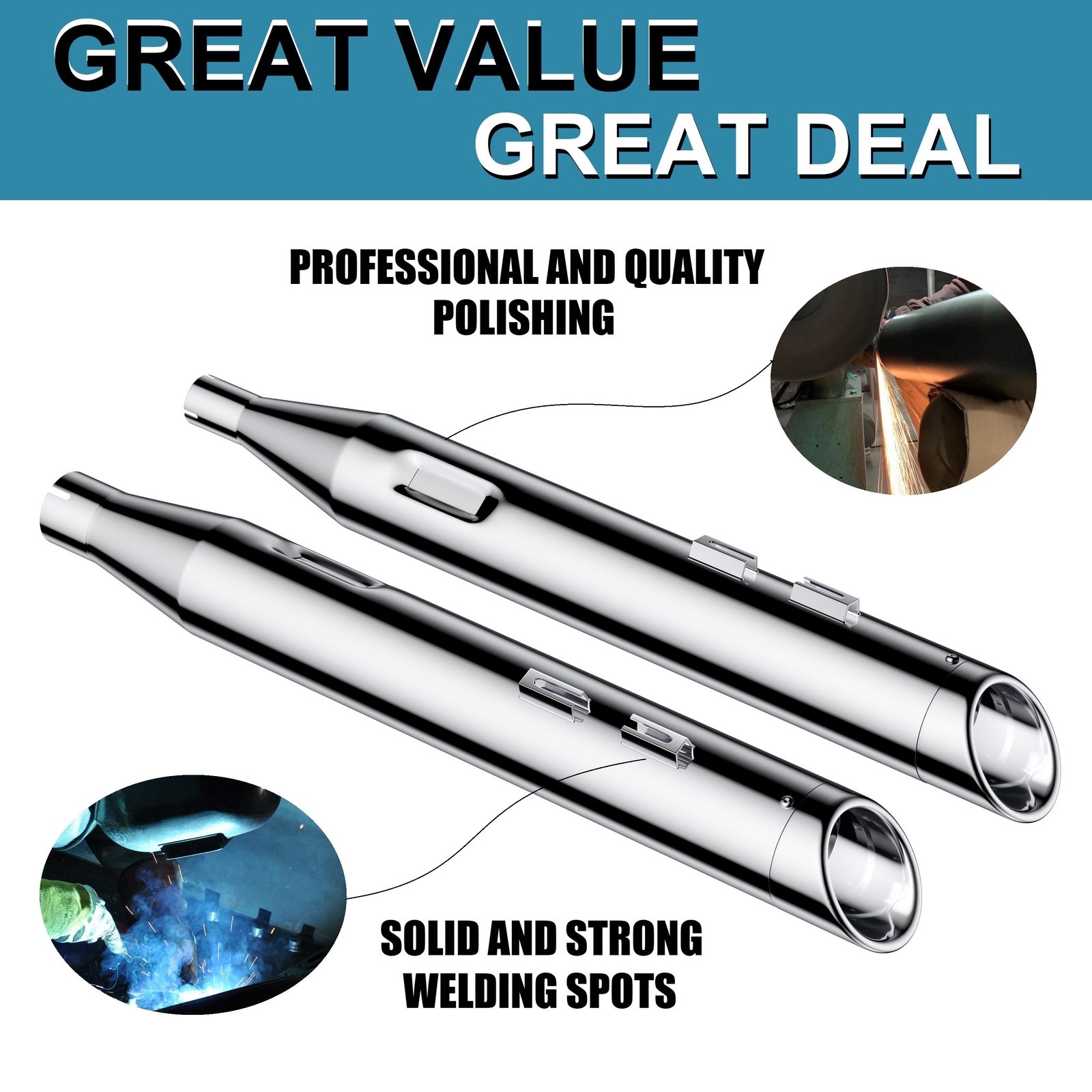 SHARKROAD 4.5 Slip Ons For 2017-UP Harley Touring Exhaust, Road Glide Mufflers