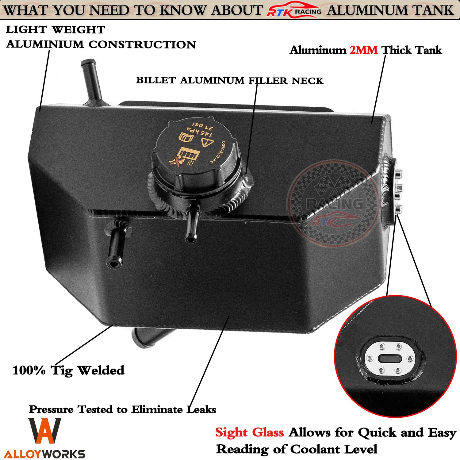 Aluminum Coolant Reservoir Tank Expansion Overflow For 2015-2023 Ford Mustang
