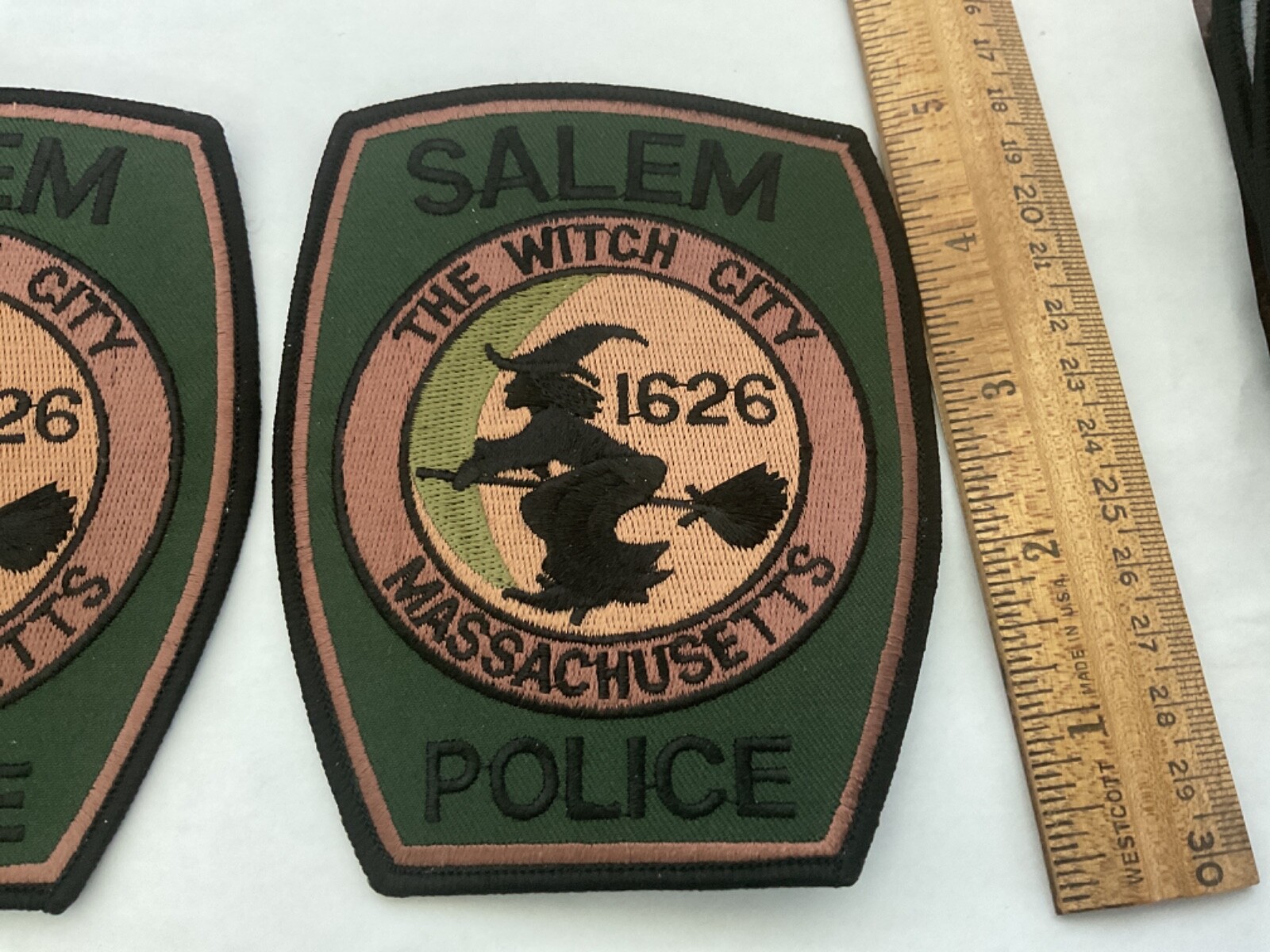 Salem MA. Police Subdued Patch collectable Set 2 pieces full size and new
