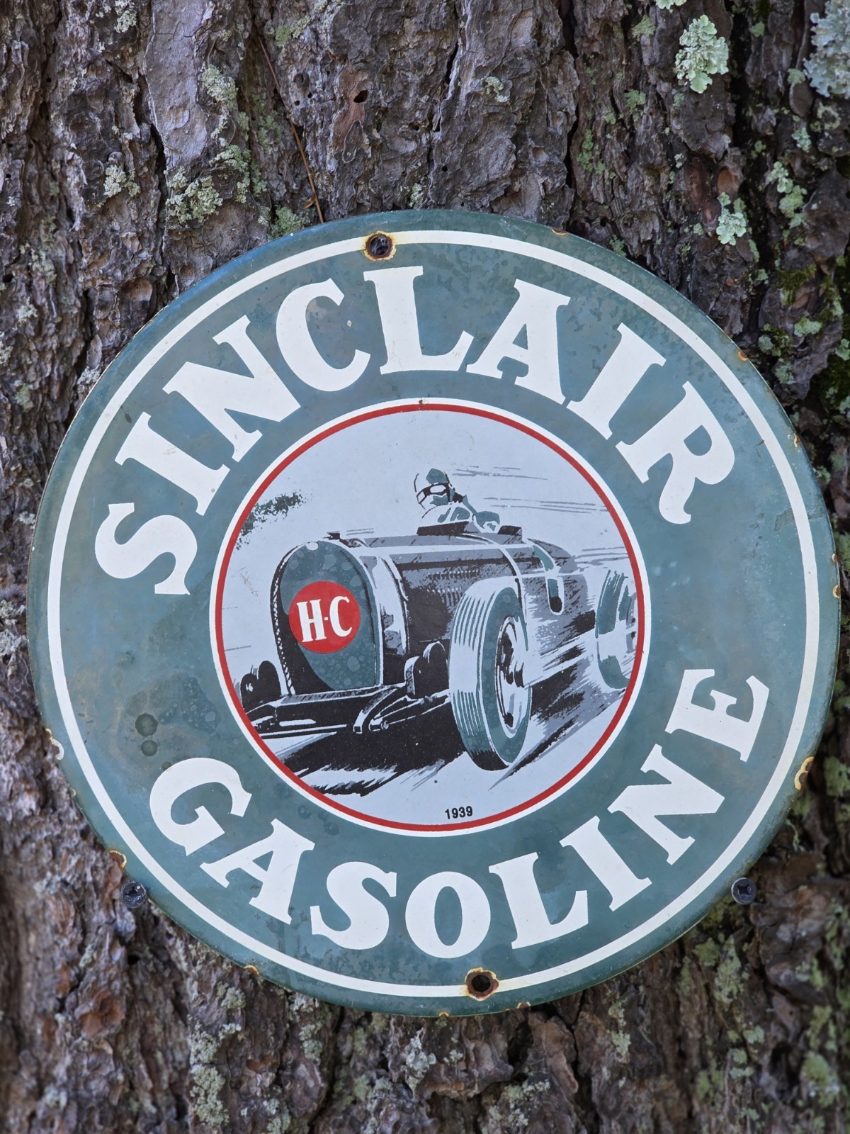 VINTAGE RARE SINCLAIR GASOLINE PORCELAIN SIGN 10"