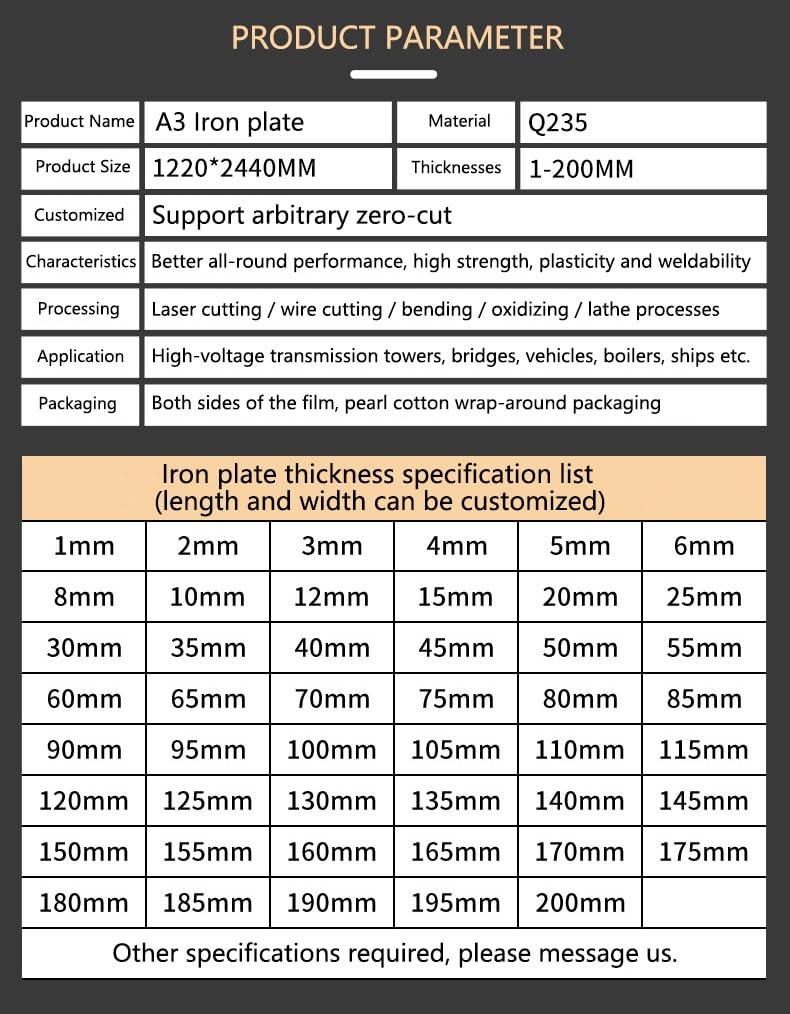A3 Iron Sheet Plate 0.3mm 0.4mm 0.5mm 0.6mm - 5mm Plate Laser Cut to Size Plate