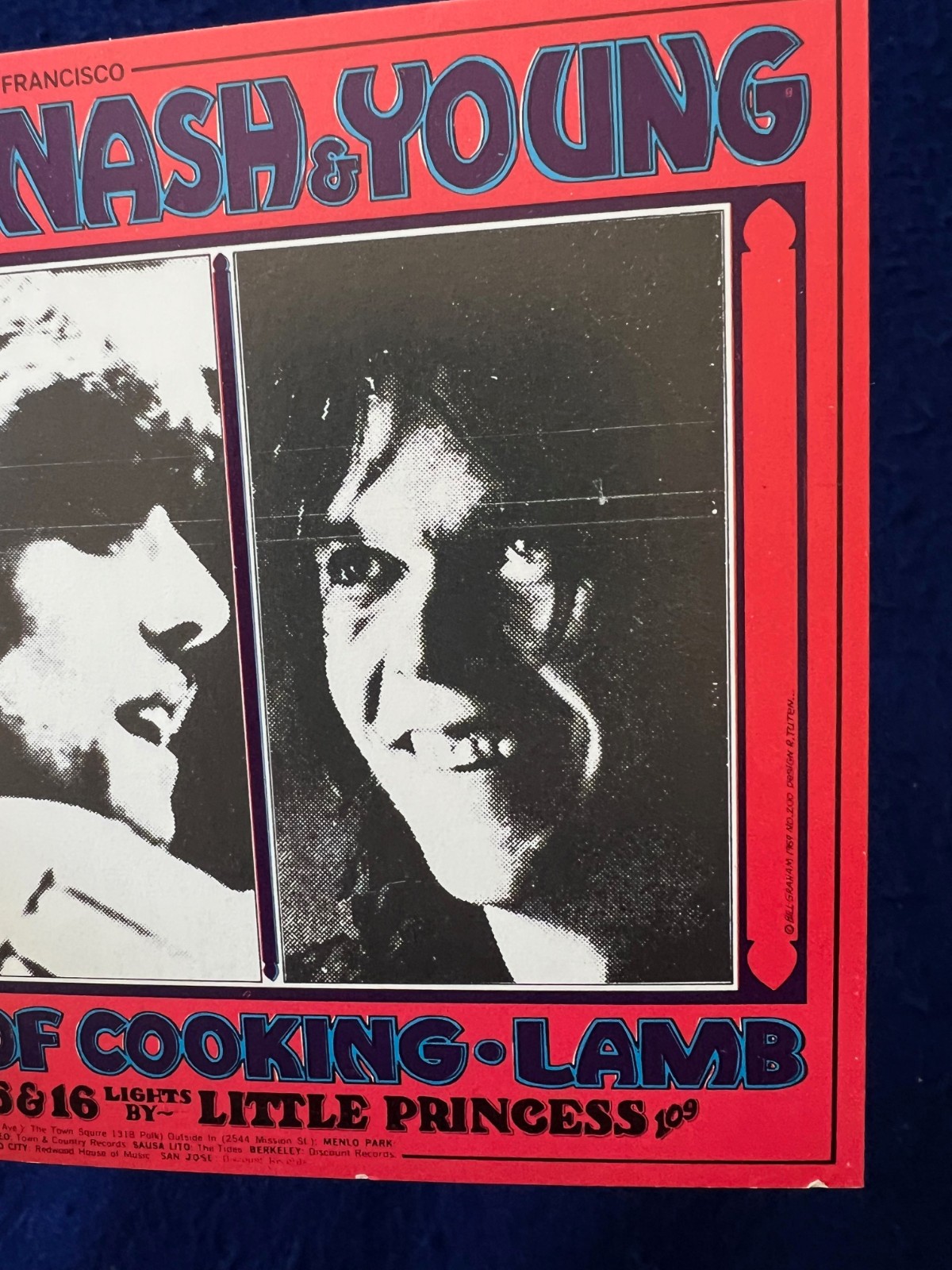 NICE 1969 Crosby Stills Nash Neil Young Concert Handbill Randy Tuten Winterland