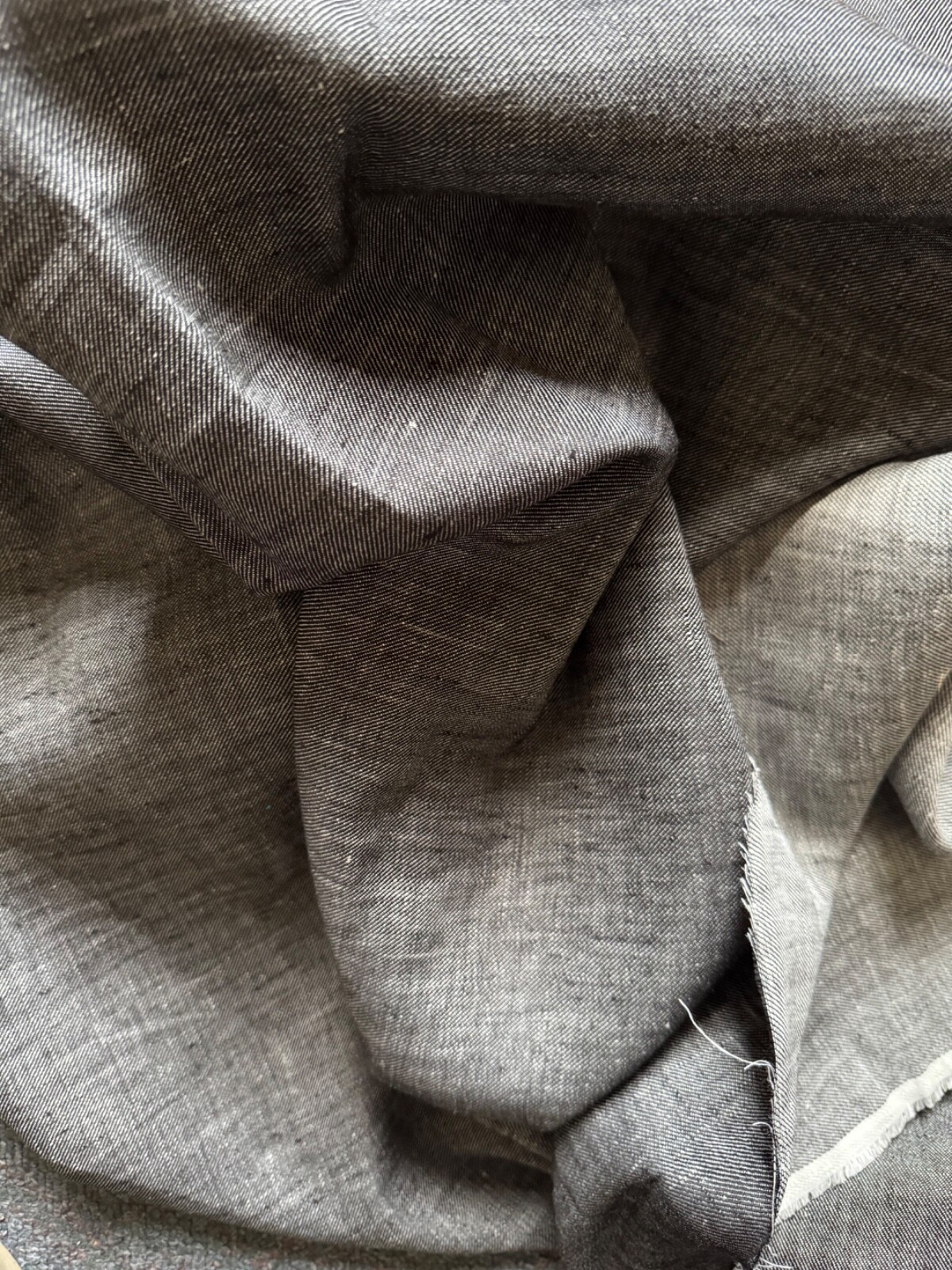 100% Linen Fabric Yarn Dyed Two-Tone Black/White Medium Weight 6 Oz BTY