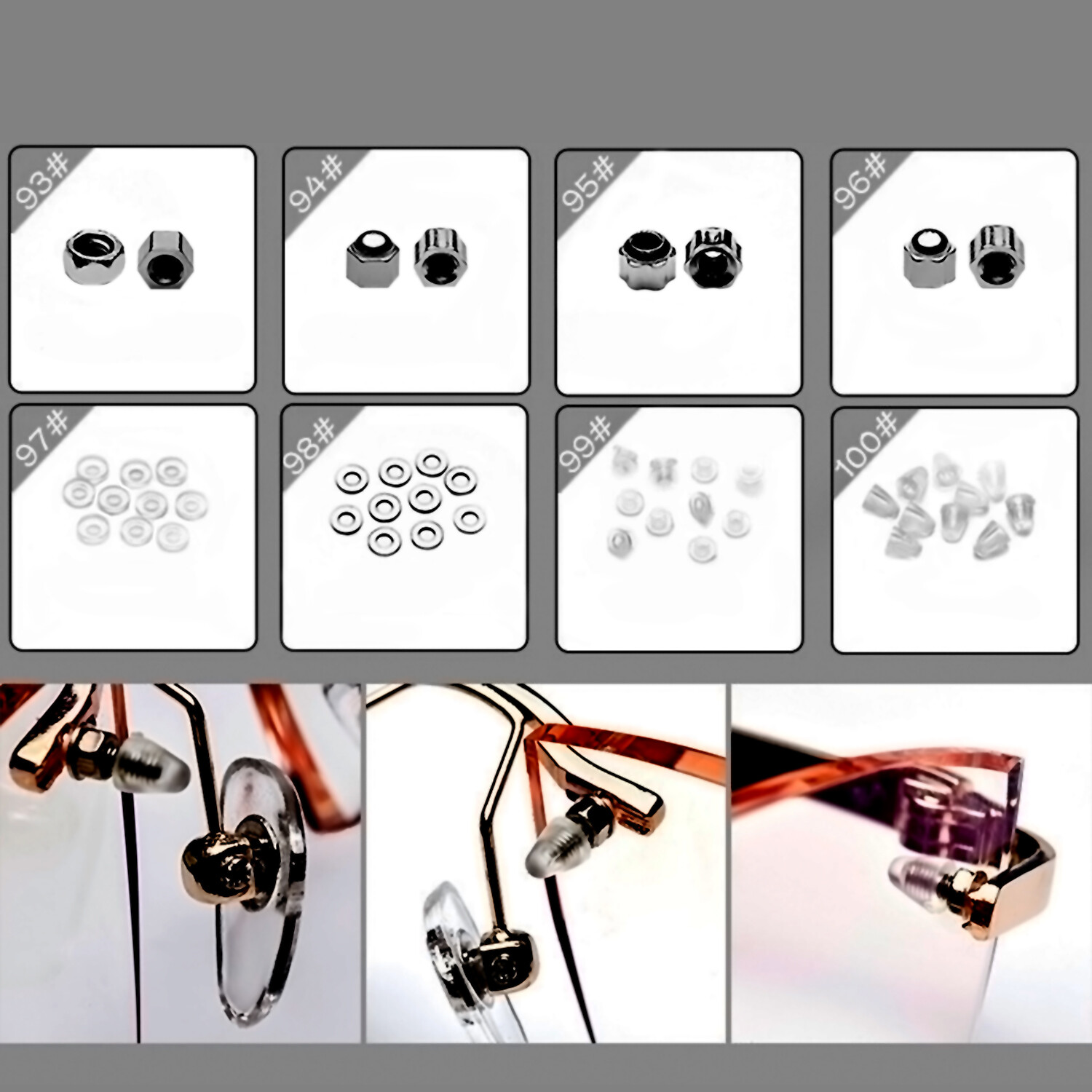 Screw Nut Nose Pad Optical Repair Tool Assorted Kit Set For Eyeglass Sunglasses