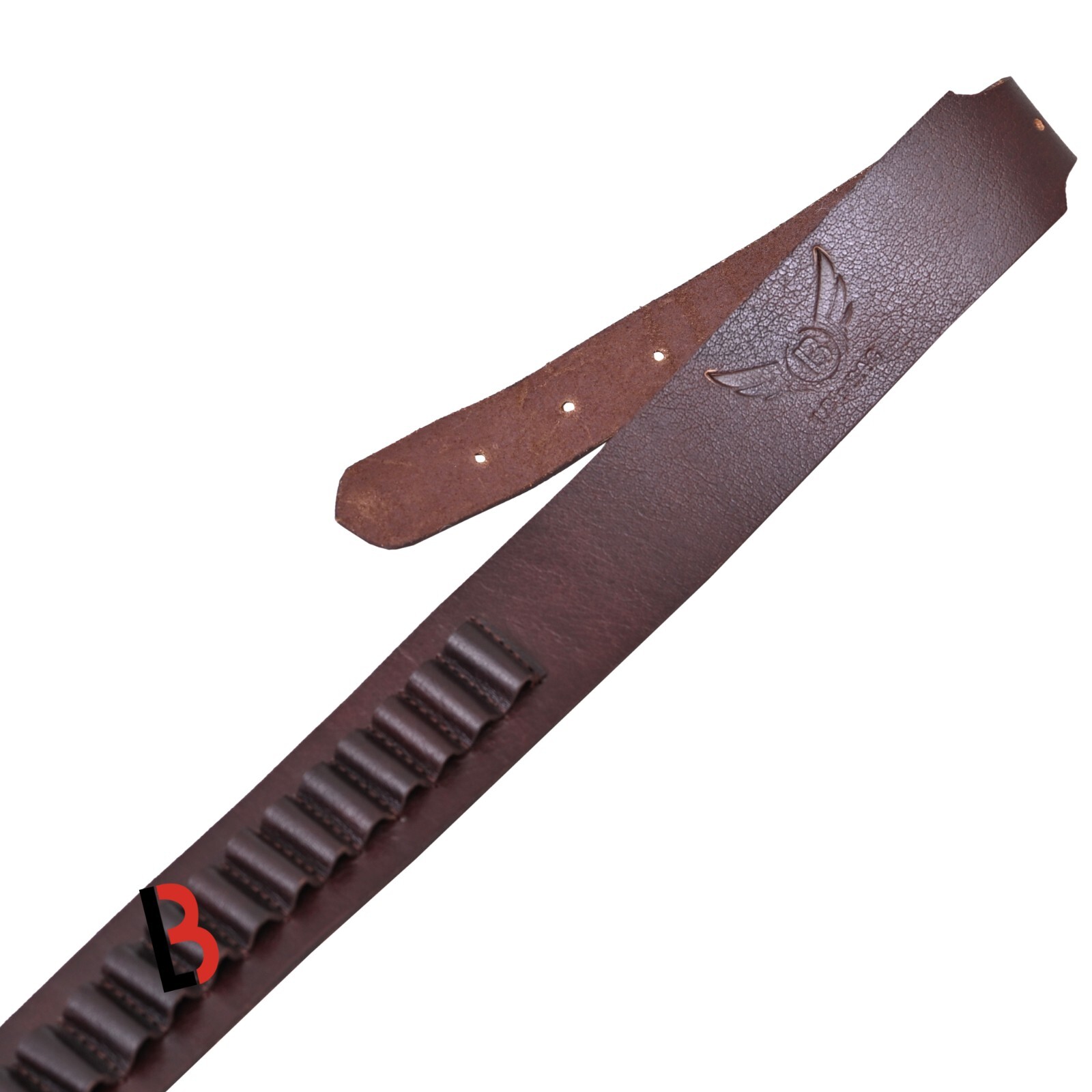 Cowhide Leather Adjustable Bandolier Cartridge Belt for.22, Vintage Brown