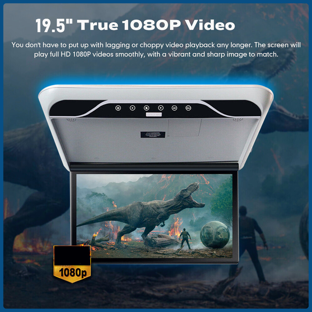 19.5"Car Roof Monitor Overhead Mounted Flip Down 1080P HDMI/USB Speaker US Stock