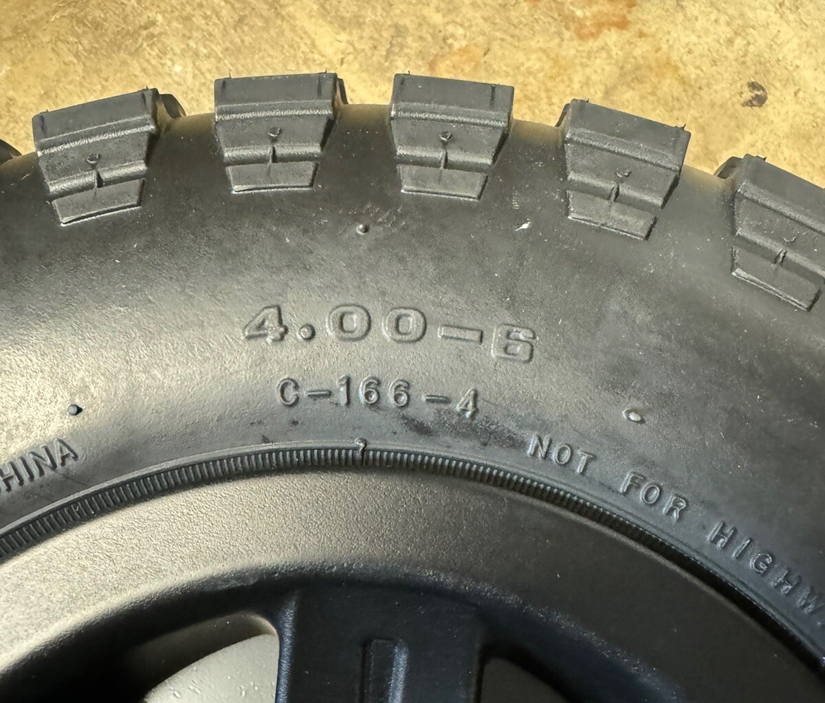 14"x4" 4.00-6 AIR Drive TIRES Quantum Q6 Edge Knobby Drive wheel Power 3 Je7 Rim