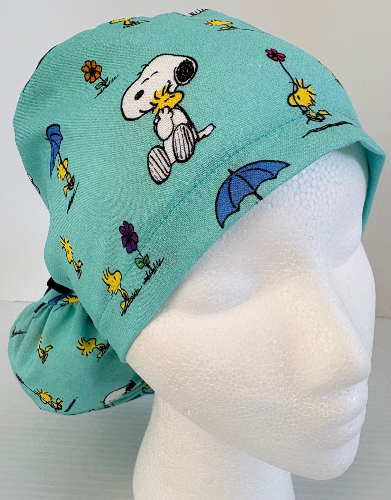 Snoopy Print Medical Ponytail Pouch Surgery  Scrub Cap Chef Hat