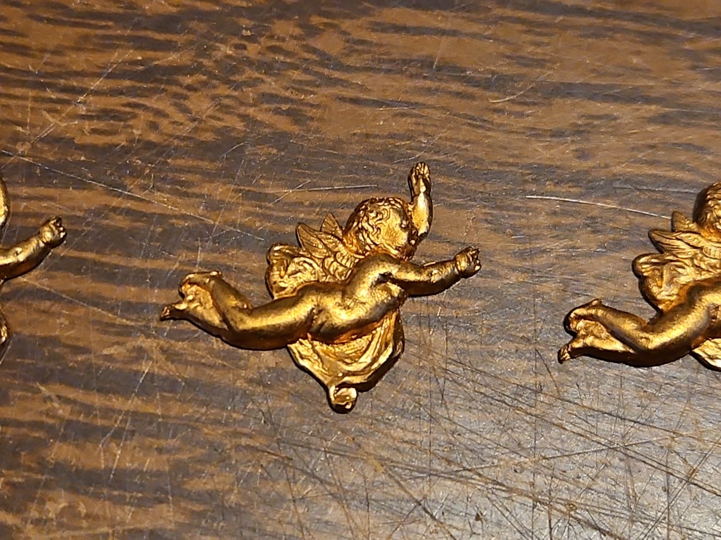 Lot Of 10 Flying Cherubs France Vintage 60s Brass Stampings Findings Jewelry