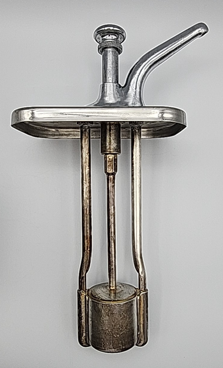 Hall Fountain Bar Liquor Dispenser Canister Pump Label "Brandy" Flaws READ BLUE