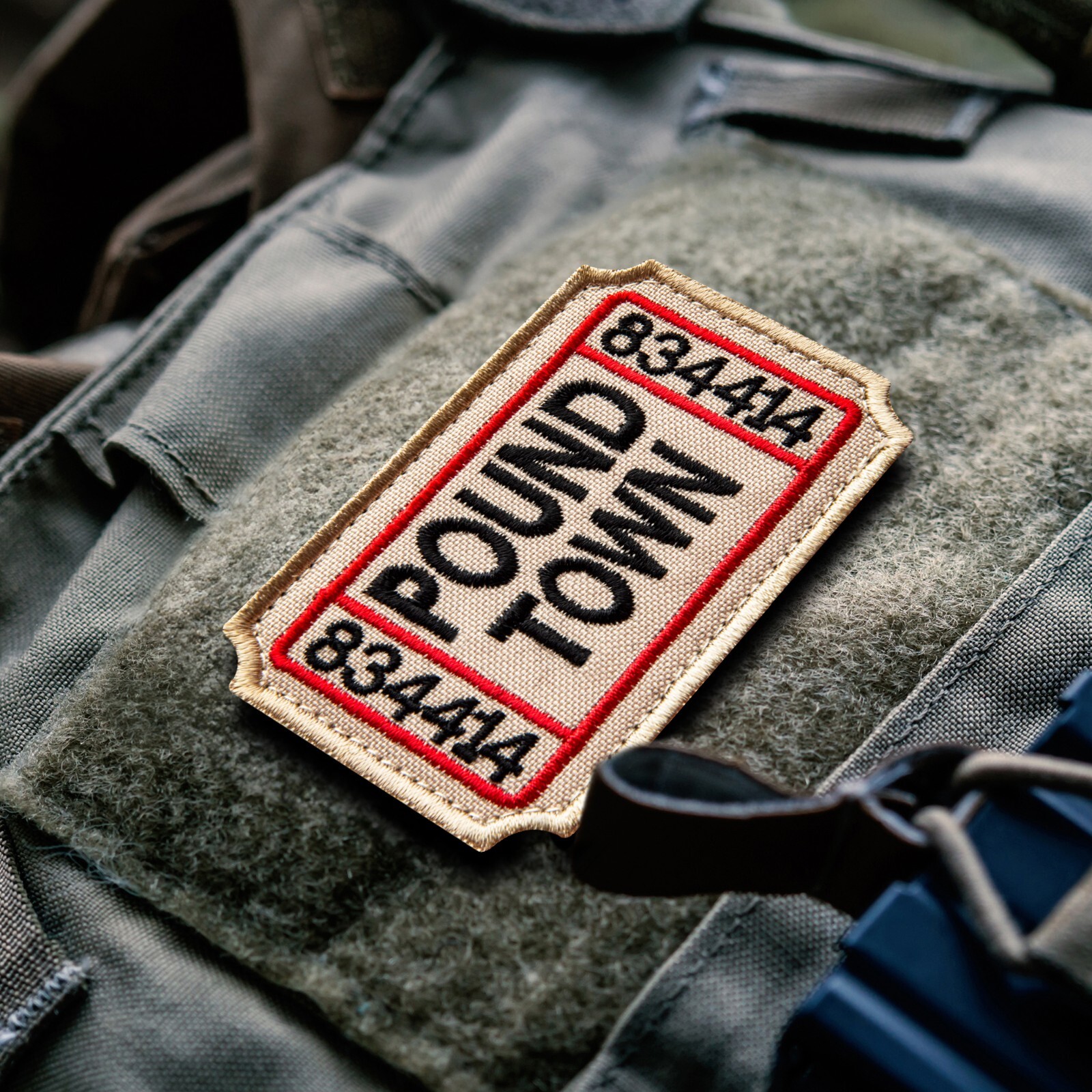 2-Piece Ticket to Pound Town Patch Set, Embroidered Tactical Patches