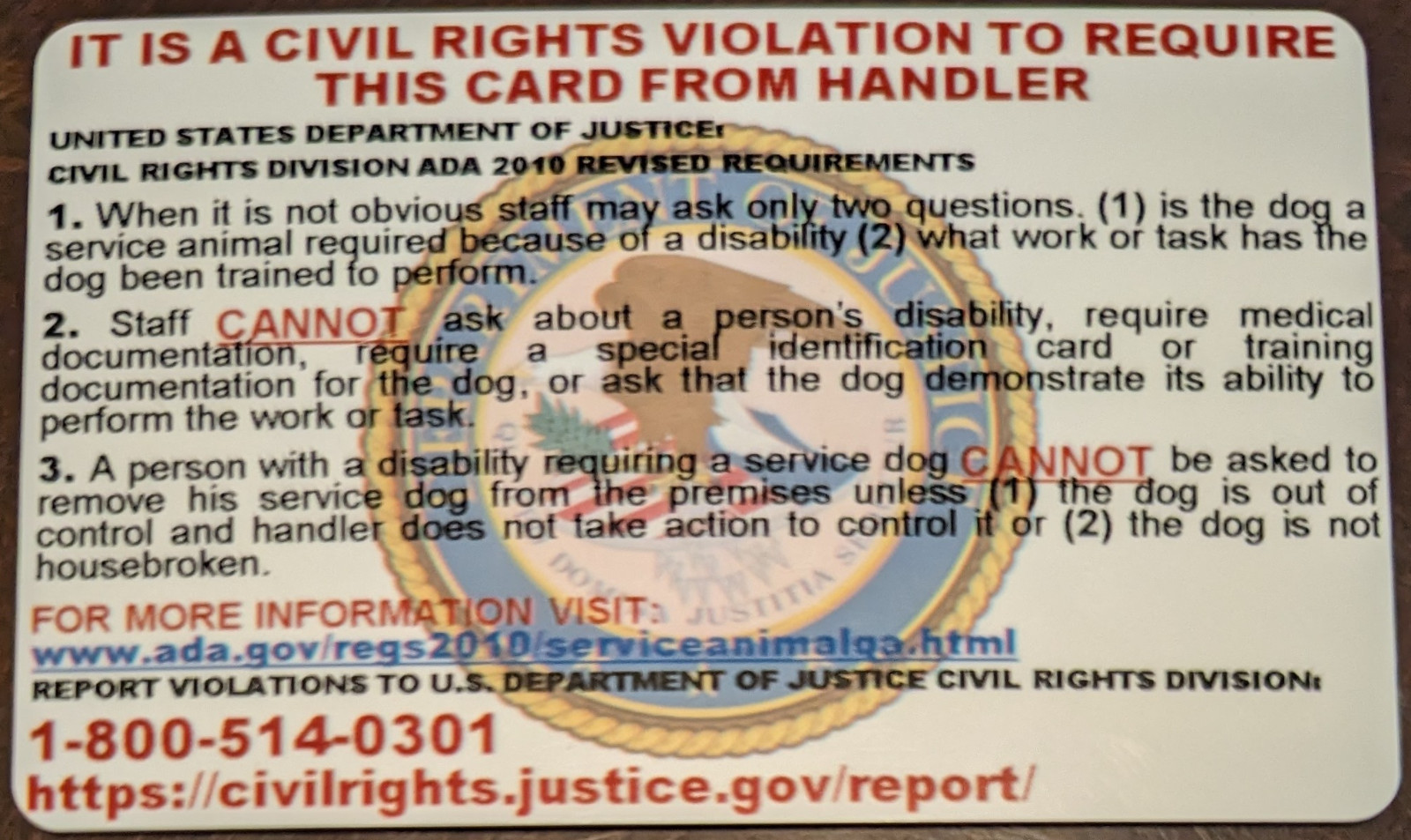 SERVICE DOG ID CARD HOLOGRAPHIC - 1 SIDED CUSTOMIZABLE PHYSICAL & DIGITAL