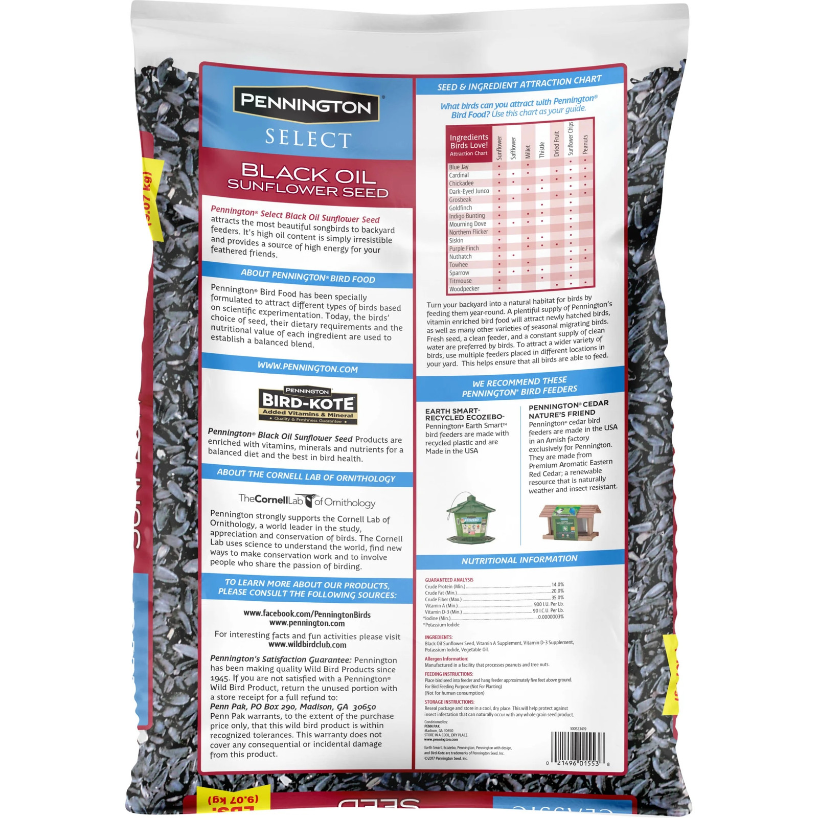 Select Black Oil Sunflower Seed Dry Wild Bird Feed, 20 Lb. Bag, 1 Pa