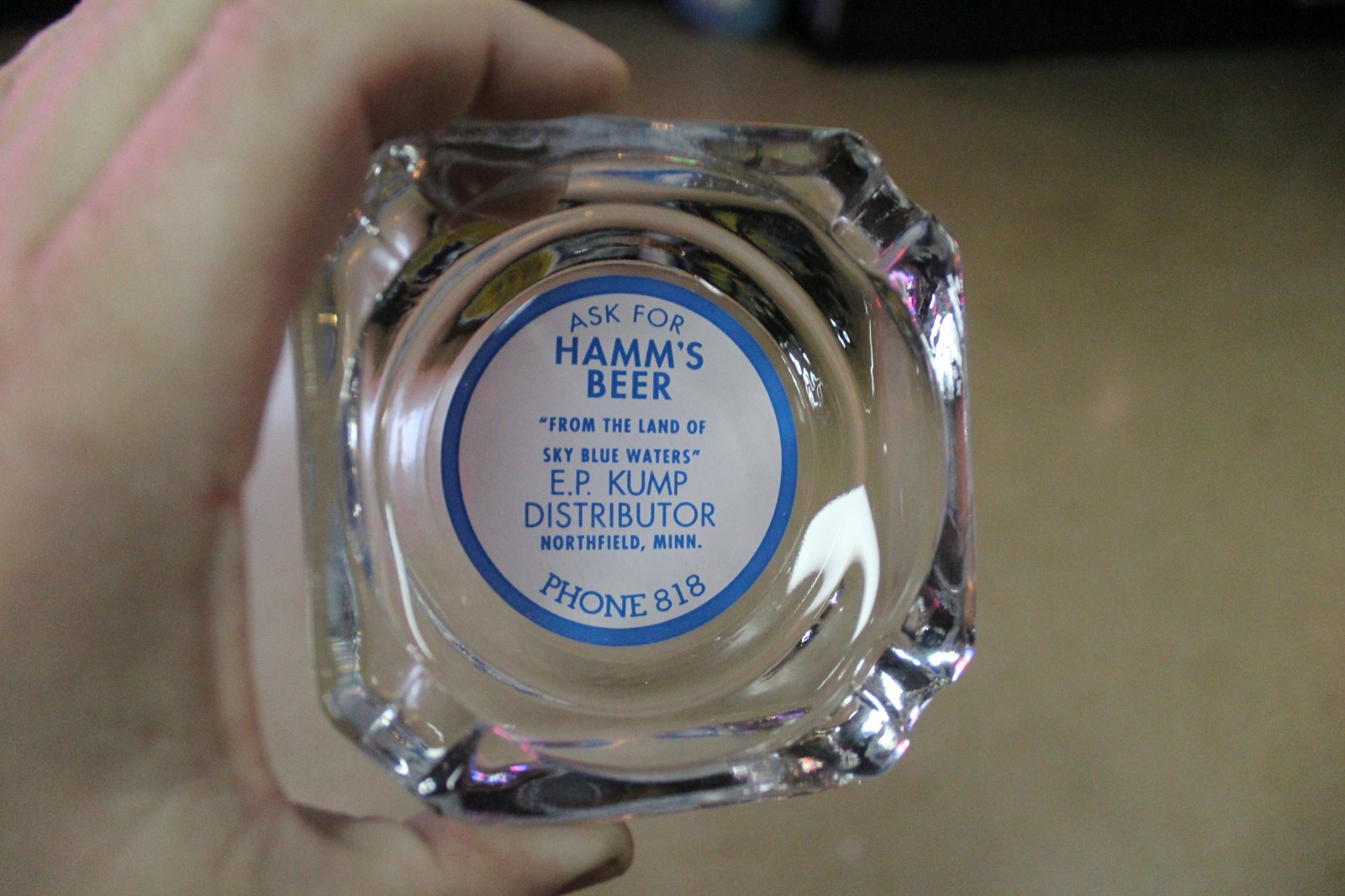 SCARCE 1950s HAMM'S BEER GLASS BAR ASHTRAY KUMP DRINK NORTHFIELD MINNESOTA BREW