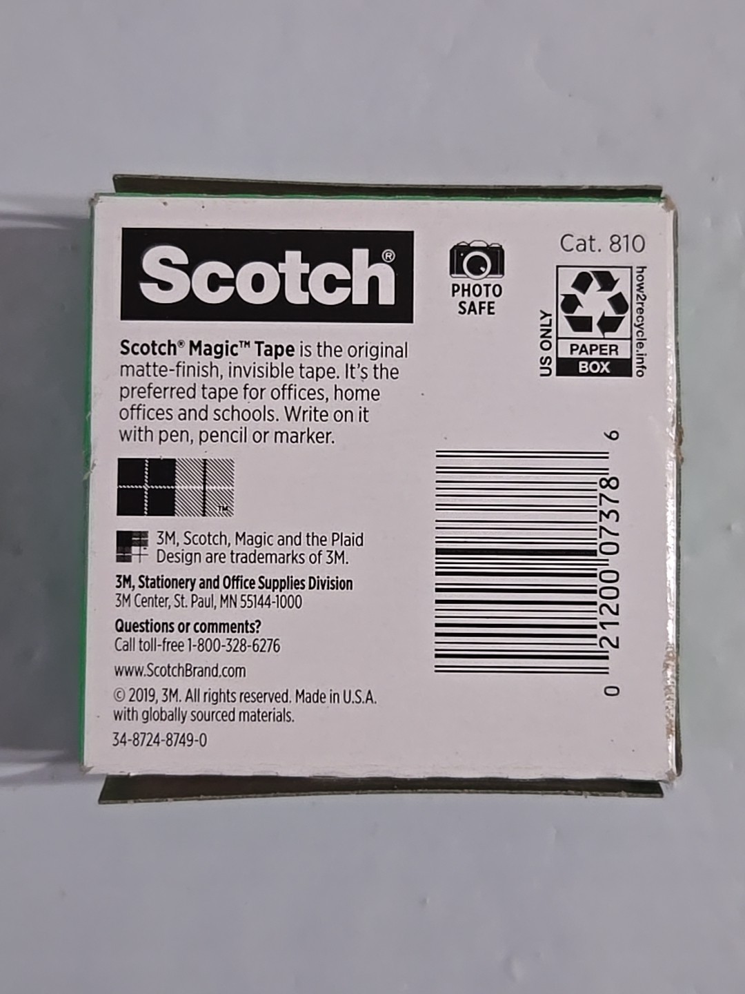 Scotch Magic Tape 3/4 x 1296 Inches 36 Yards Boxed 1 Roll NEW