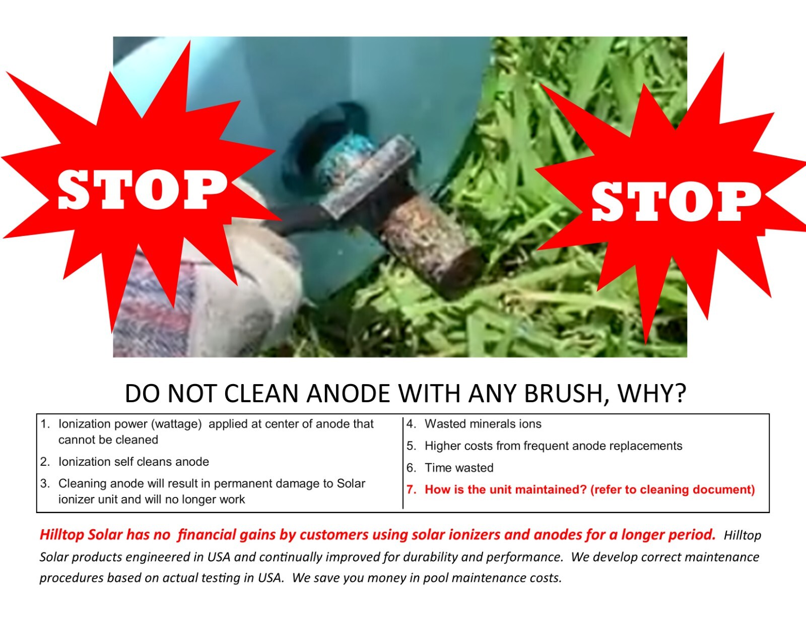 Solar Pool Ionizer | Self cleaning anode | 100% water proof | 7.0V - 1.75 watts