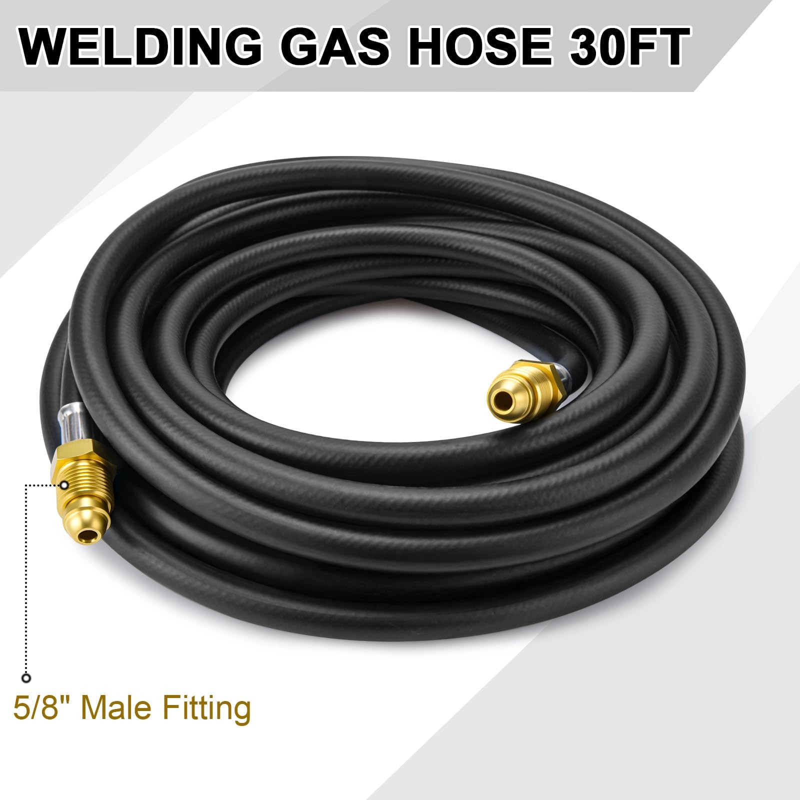 Argon Hose, Welding Gas Hose 30FT 5/8X18 Male Inert for MIG TIG Welding Flowm...