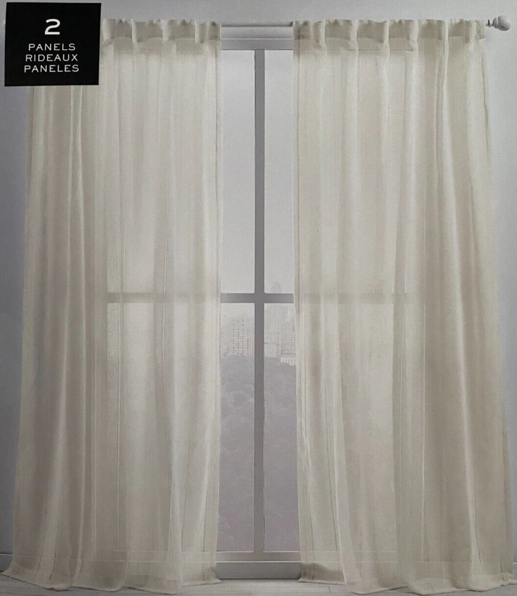 New Ralph Lauren Window Curtains 2 Panels Beige 54 x 96 Linen Hamilton Back Tab