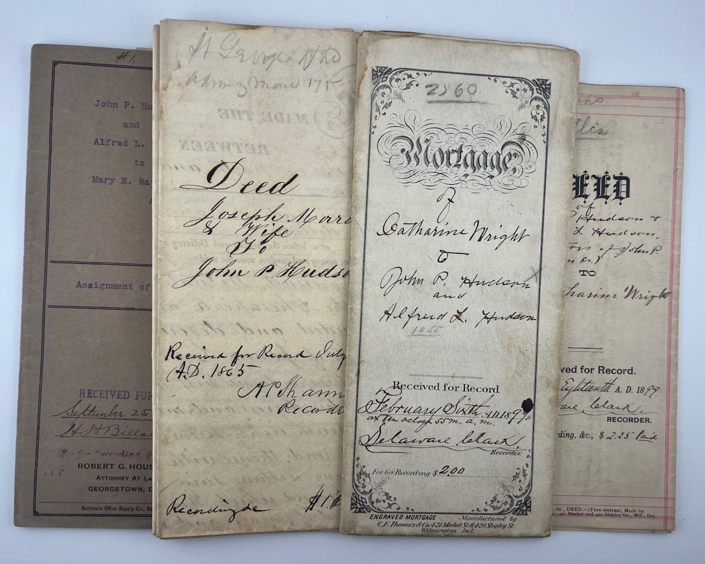 Antique 1865 Deed, 1899 Deed & Mortgage, and 1906 Mortgage Documents - Delaware