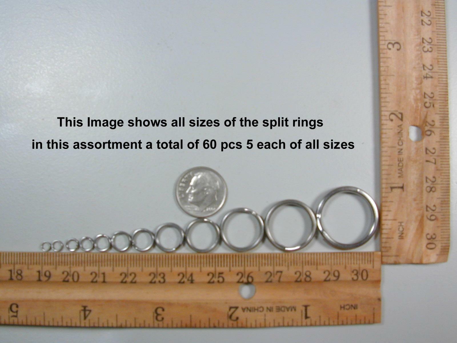 Stainless Steel Split ring assortment 60 pcs 12 sizes small to big standard duty