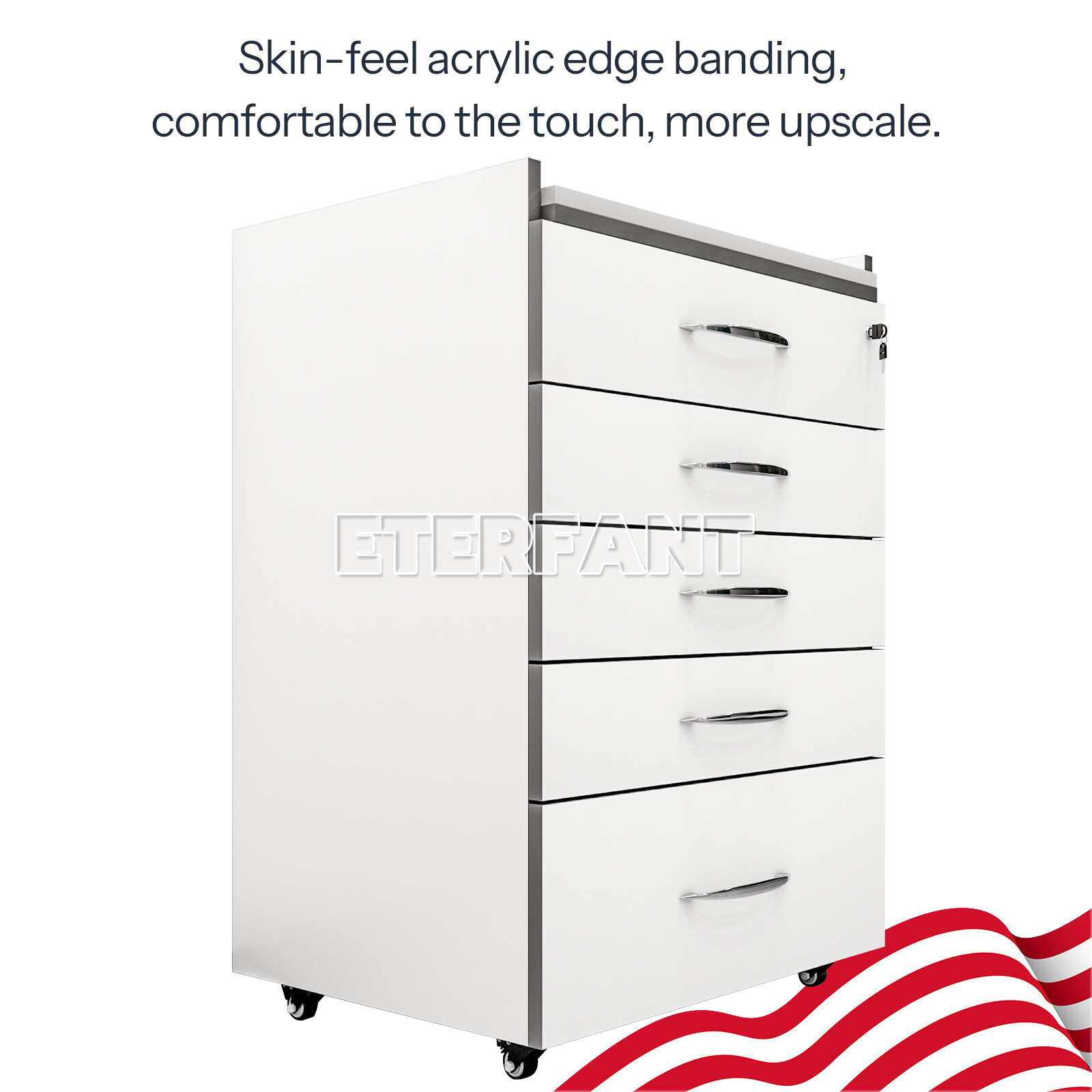 Dental Medical 5 Drawers Trolley Cart Acrylic Mobile Rolling Cart Wooden Cabinet