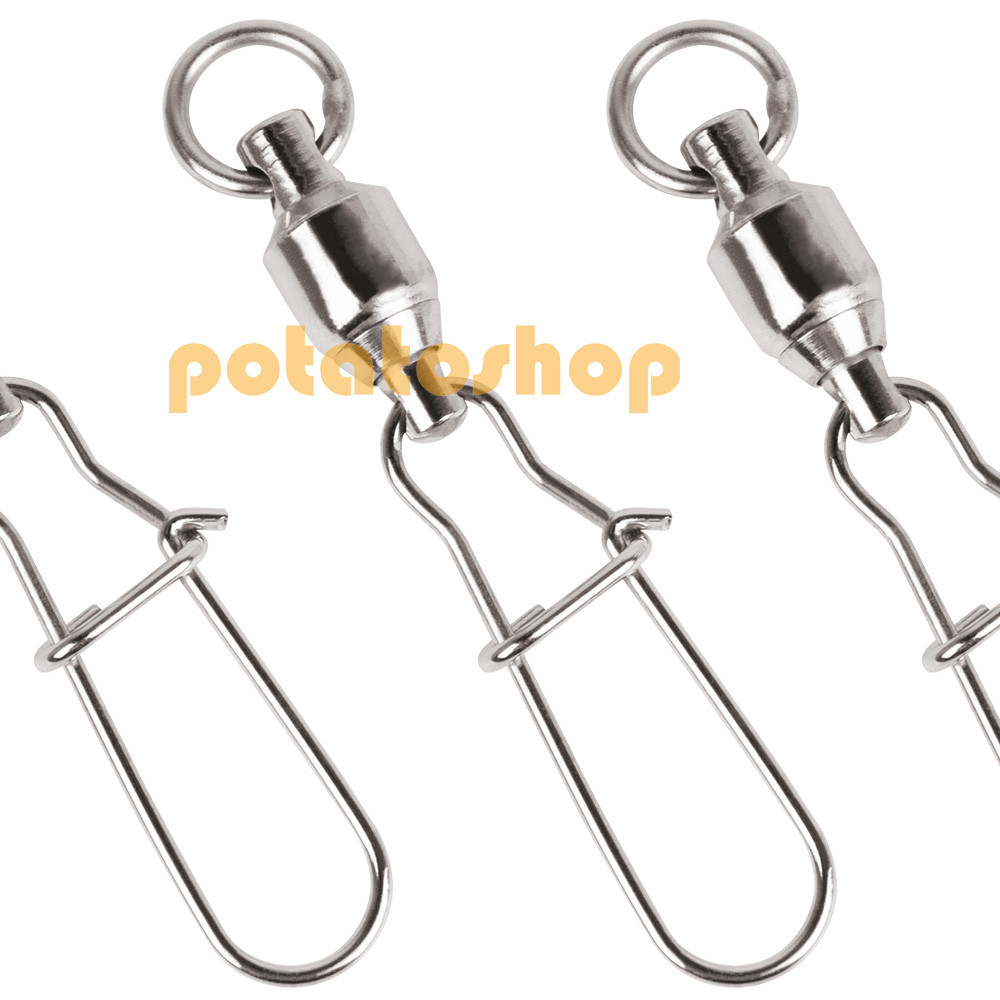 50/100pcs Duo Lock Snap Fishing Ball Bearing Swivels 26-132Lbs Tackle Saltwater