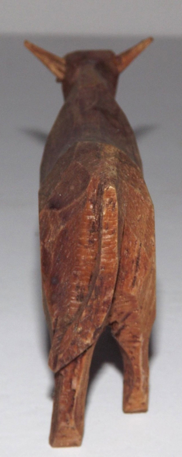 Vintage Hand Carved Wood Brown Cow Bull Rustic Primitive Folk Art