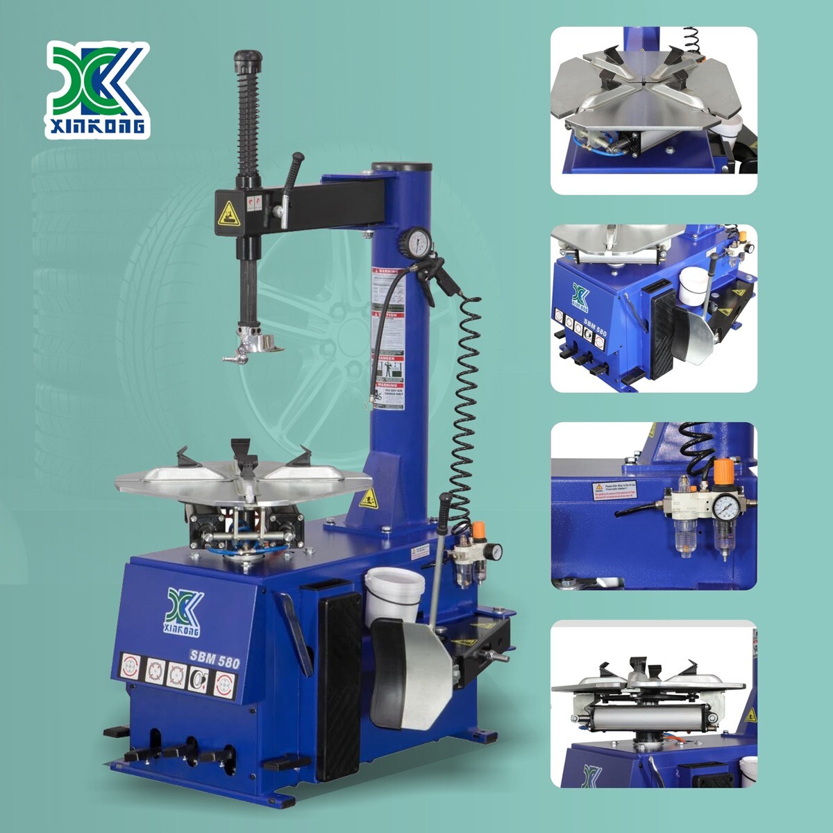 XK 580 690 Tire Changer Wheel Balancer Machine Combo Tire with Hood Cover 2.0 HP