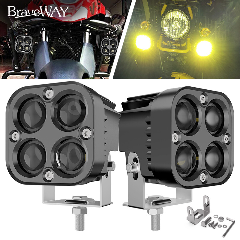 3" LED Motorcycle Headlight Yellow White Hi/Lo Spot Light Driving Fog Lamp ATV