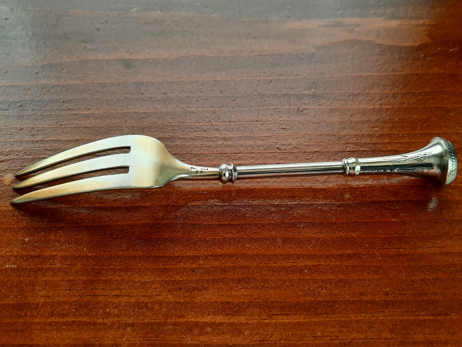 Coin Silver James Bingham Seal Top Pastry Fork, Mono