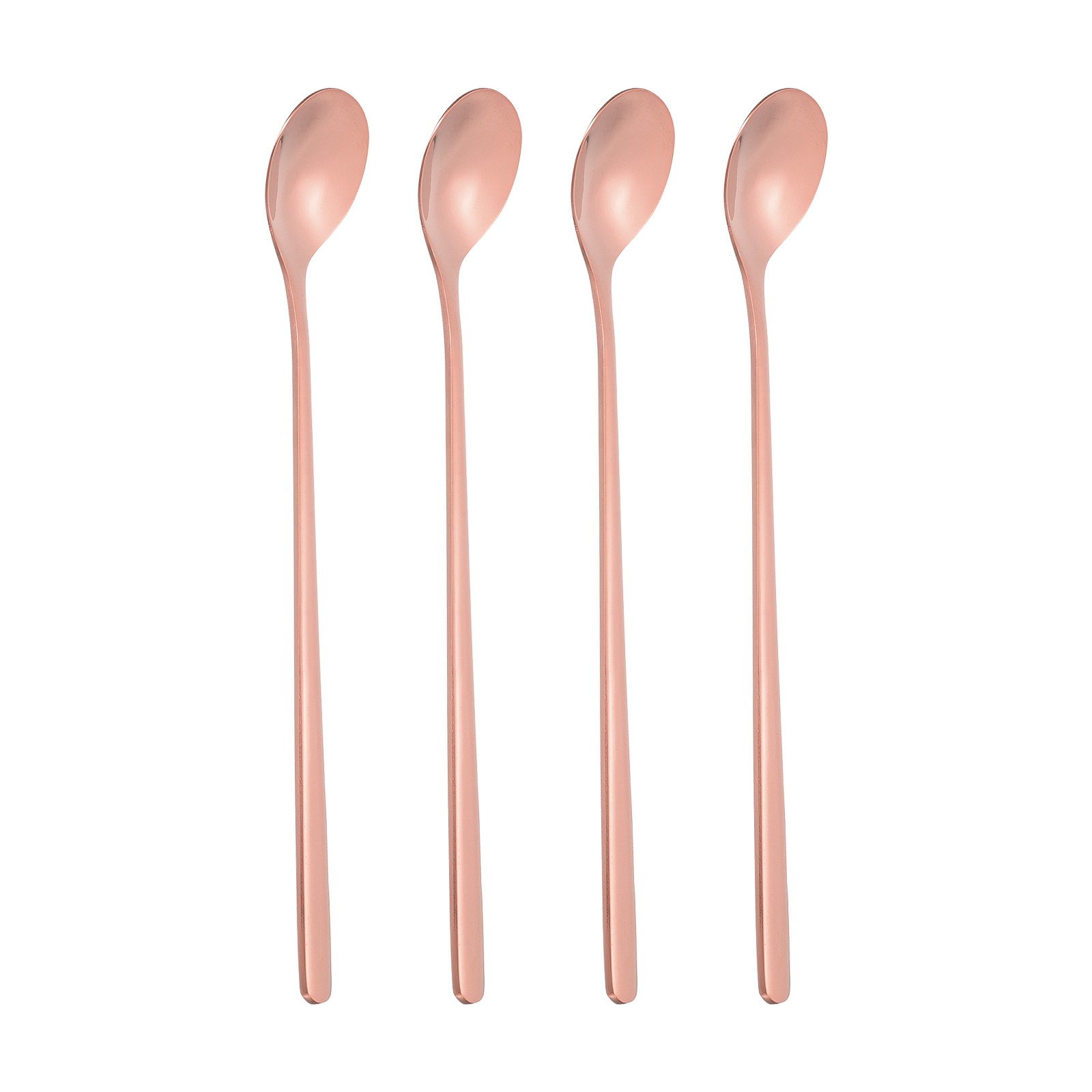 Long Handle Iced Tea Spoon, 4 Pcs 7" Stainless Steel Long Spoons, Rose Gold