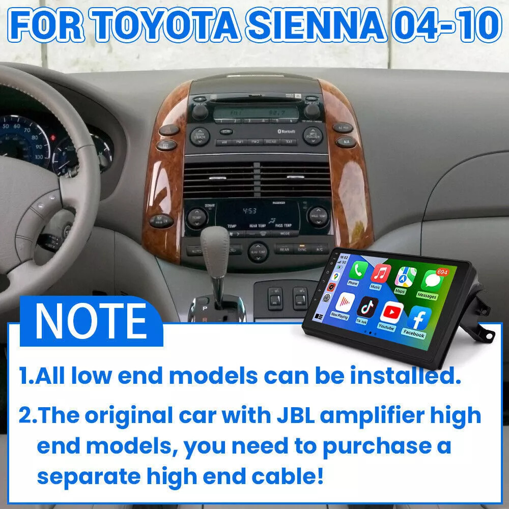 Android 13 Apple CarPlay For Toyota SIENNA 2004-2010 Car Stereo Radio GPS Navi
