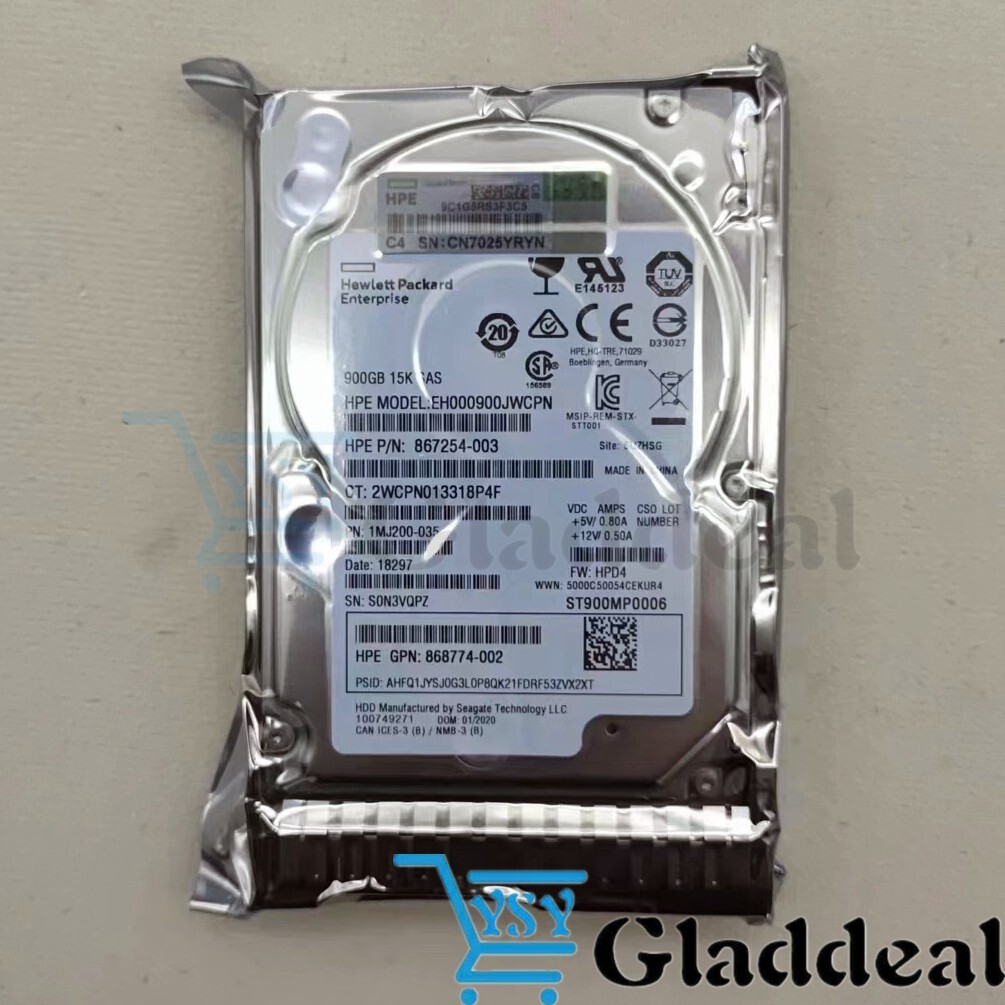 NEW 870795-001 for HPE 900GB 12G SAS 15K ENT 2.5" DS HDD Server 870759-B21 US