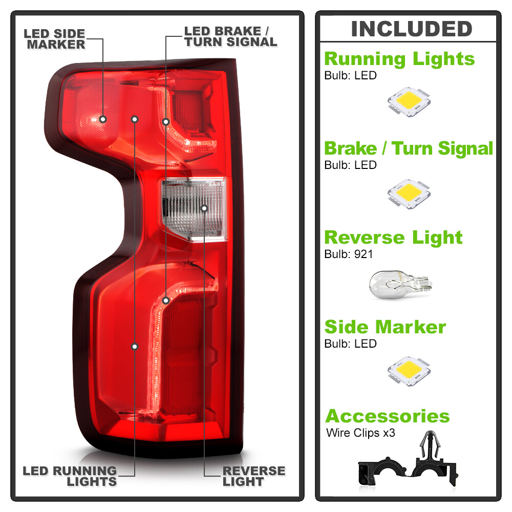 For 2019-2023 Chevy Silverado 1500 LED Taillight Assy W/Bulb Rear LT&RT Pair