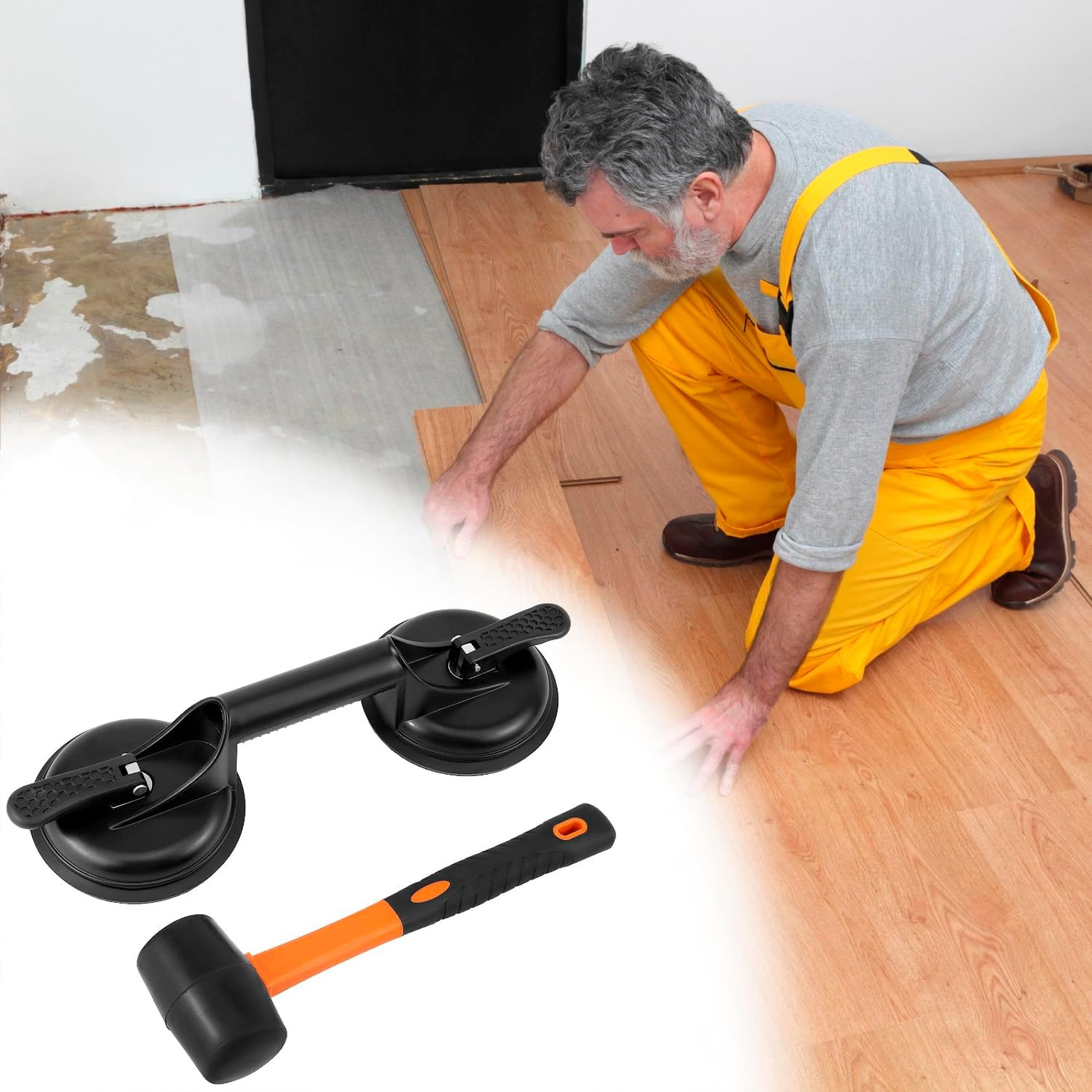 Floor Gap Fixer Tool for Laminate Floor Gap Repair with 11.8 Inch Plastic Mallet