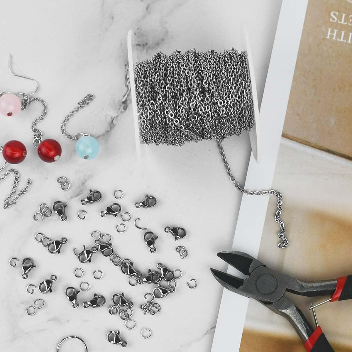 33 Feet Stainless Steel Jewelry Chains for Jewelry Making - Silver Chain Roll wi