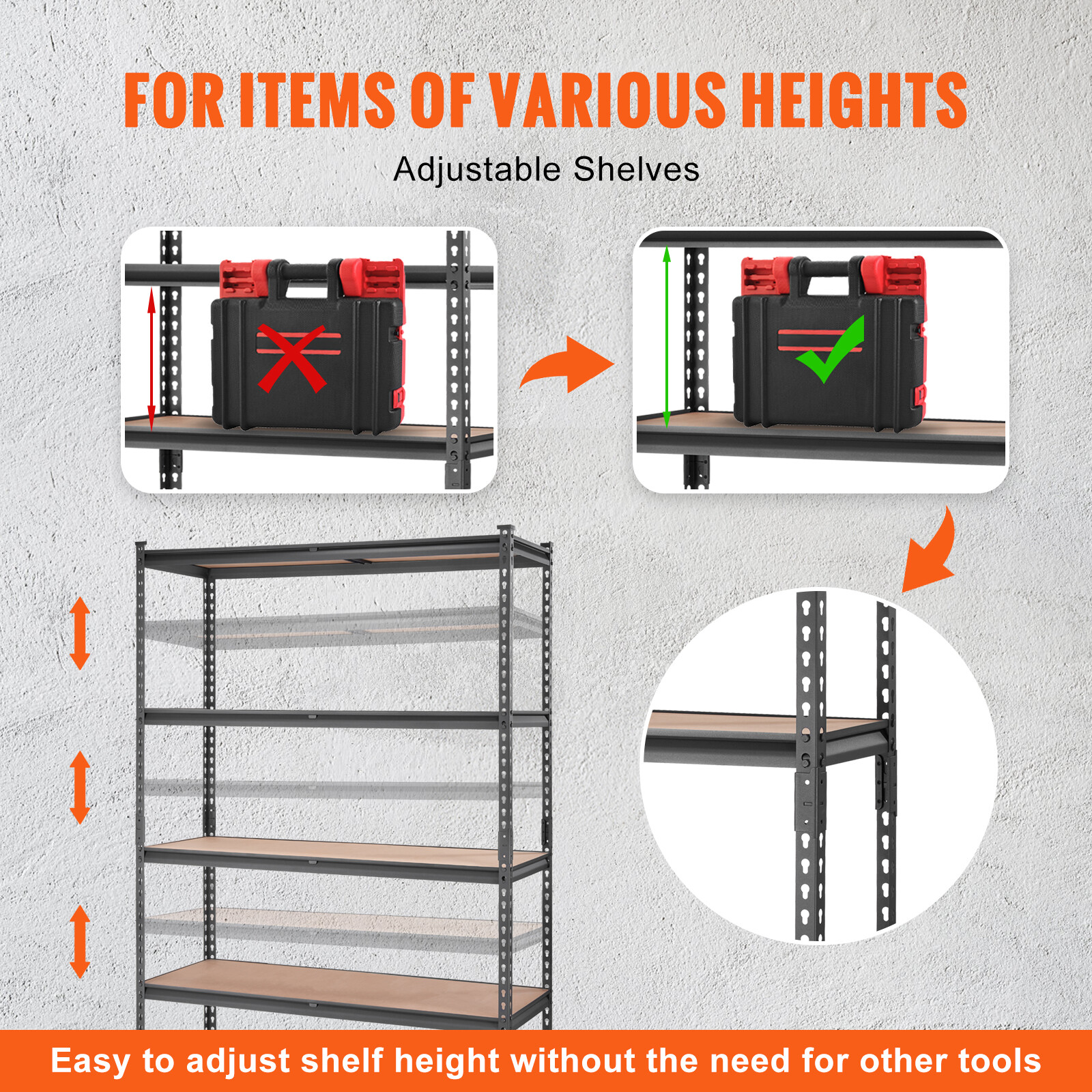 VEVOR Storage Shelving Unit Garage Storage Rack 5-Tier Adjustable 2000 lbs Load